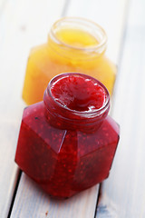 Image showing orange and raspberry jam