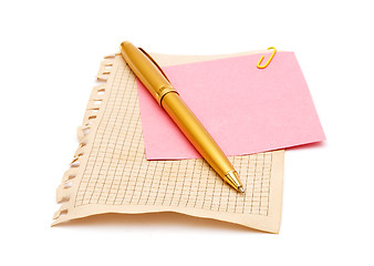 Image showing Pen and note papers