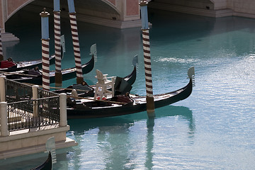 Image showing Gondolas in Venetian Hotel