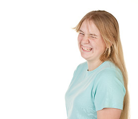 Image showing teenage girl joking and laughing