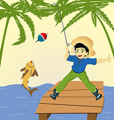 Image showing Boy  fishing