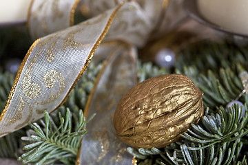 Image showing Gold Walnut Advent decoration