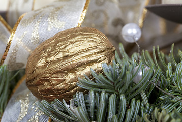 Image showing Gold Walnut Advent decoration