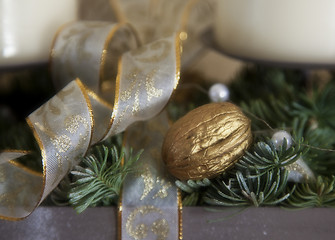 Image showing Gold Walnut Advent decoration