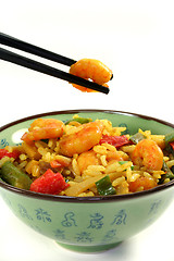 Image showing Rice with asian shrimp