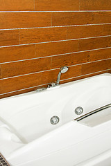 Image showing Wooden bathroom angle
