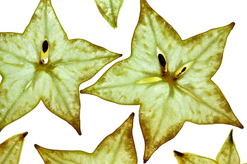 Image showing Sliced Carambola Starfruit isolated on white