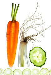 Image showing Sliced Vegetables on white