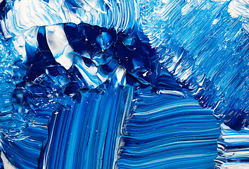 Image showing Abstract Handpainted Background in Blue and White