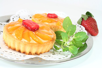 Image showing Apricot tart with lemon balm