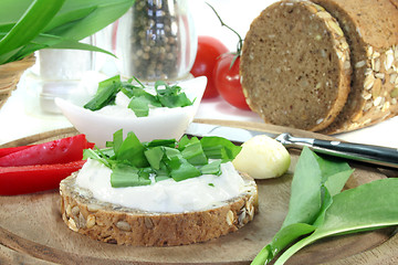 Image showing Cottage cheese bread with wild garlic