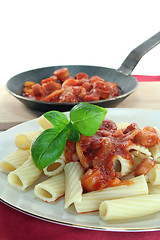 Image showing Tortiglione with tomato sauce