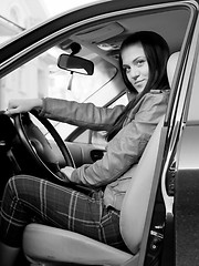 Image showing Woman in automobile