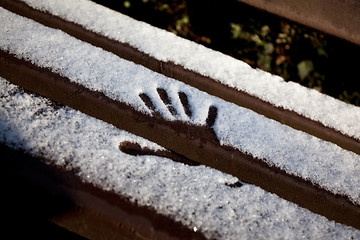 Image showing Bench with snow