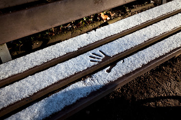 Image showing Bench with snow