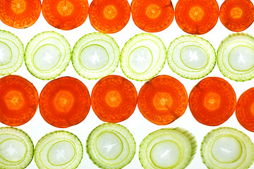 Image showing Sliced Vegetables on white