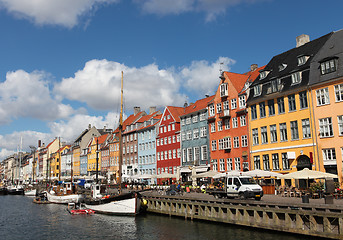 Image showing Nyhavn in Copenhagen, Denmark - one of the most popular tourist places