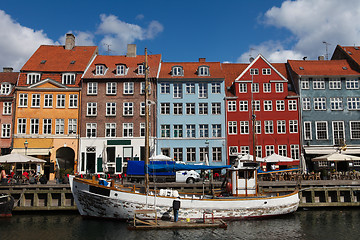 Image showing Nyhavn in Copenhagen, Denmark - one of the most popular tourist places
