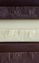 Image showing Black, Brown and White Chocolate