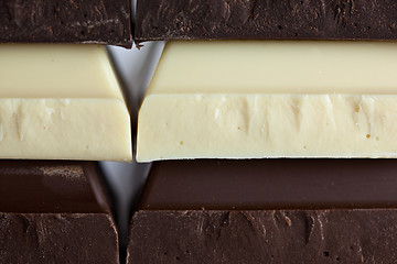 Image showing Black, Brown and White Chocolate