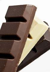 Image showing Black, Brown and White Chocolate