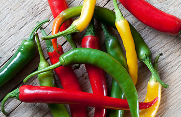 Image showing Red, Yellow and Green Chili Pepper