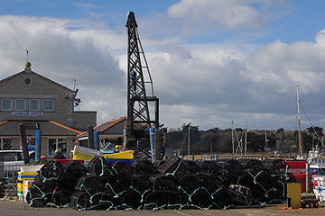 Image showing Harbourside with lobster pots