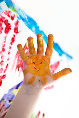 Image showing Little Children Hands doing Fingerpainting