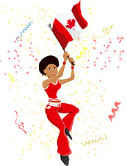 Image showing Black Girl Canada Soccer Fan with flag. 