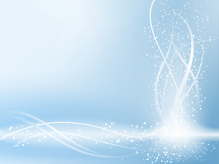 Image showing Blue Beautiful Pastel Background with stars and swirls. 