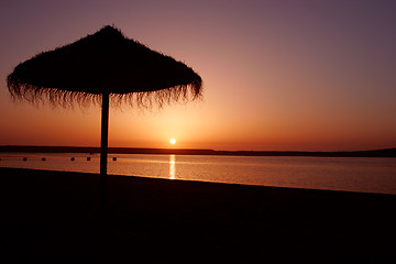 Image showing Sunset on beach