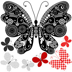 Image showing Set abstract vintage butterflies