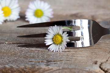 Image showing Steel Fork and flower