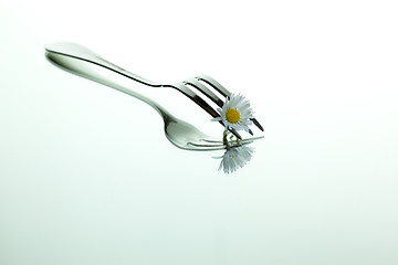 Image showing Steel Fork and flower