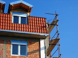 Image showing Scaffolding on building corner