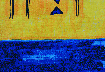 Image showing blue and yellow textile background