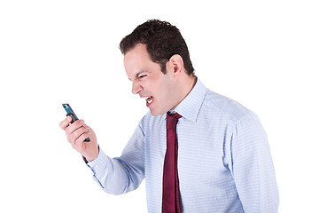 Image showing angry businessman on the phone