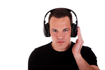 Image showing man listening music in headphones