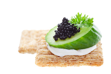 Image showing Caviar on crackers