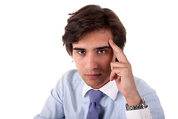 Image showing Portrait of a young  businessman thinking