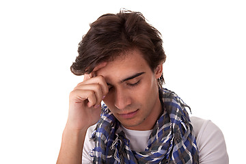 Image showing Portrait of a handsome young man thinking,