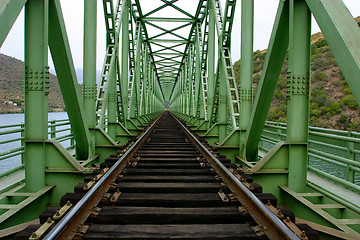 Image showing rail train on a bridge