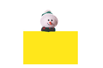 Image showing Christmas yellow card with snowman