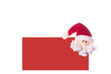 Image showing Christmas red card with a face Santa Claus