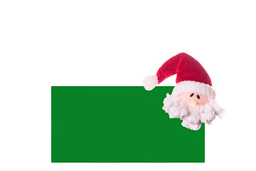 Image showing Christmas green card with a face Santa Claus