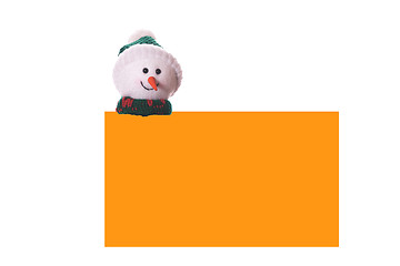 Image showing Christmas orange card with snowman