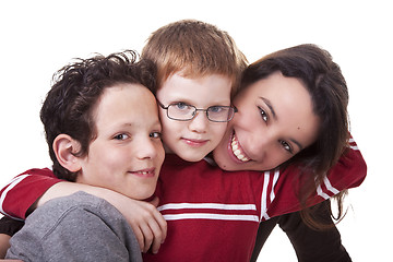 Image showing happy woman and children