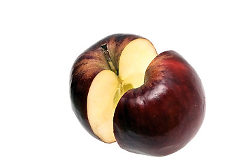 Image showing split red apple on white