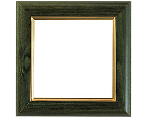 Image showing Dark green gold-rimmed wooden frame