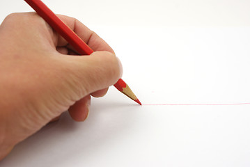 Image showing red pencil writing